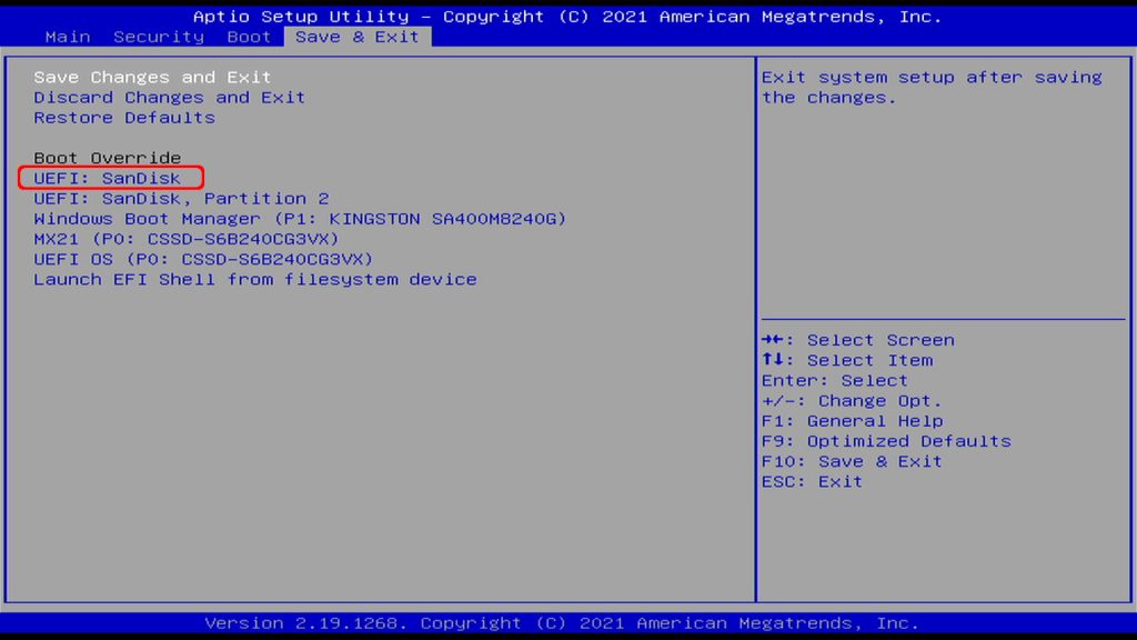 bios save & exit