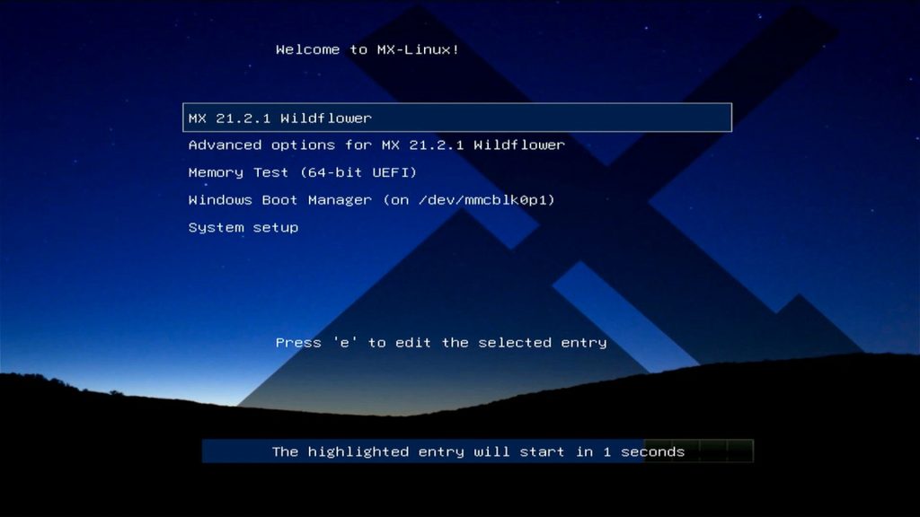 MX Linux GRUB画面