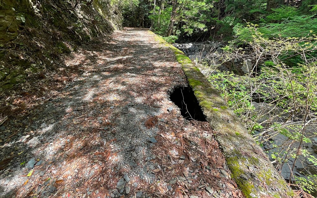 道路わきの穴